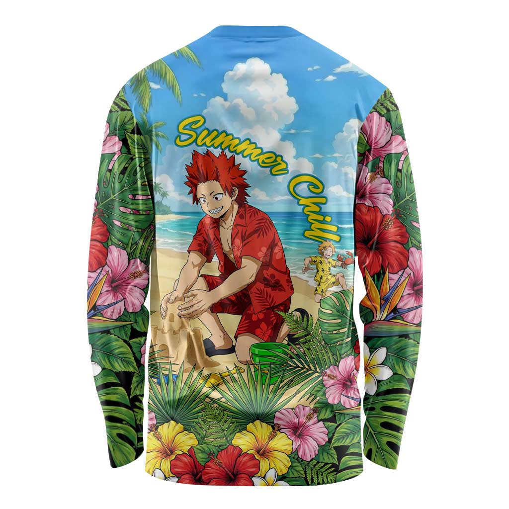 Eijirou Kirishima Summer Chill Long Sleeve Shirt Tropical Anime Beach Fun