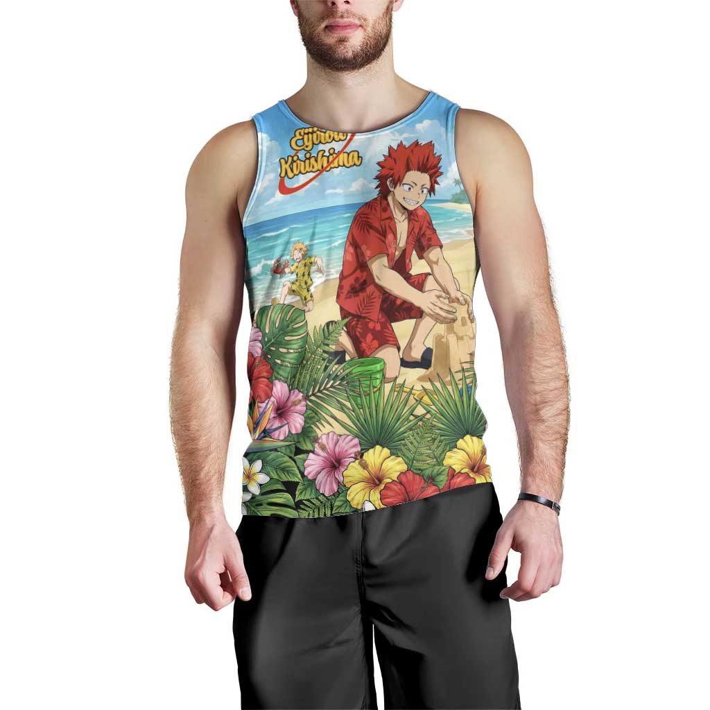 Eijirou Kirishima Summer Chill Men Tank Top Tropical Anime Beach Fun
