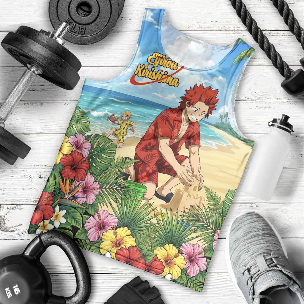 Eijirou Kirishima Summer Chill Men Tank Top Tropical Anime Beach Fun