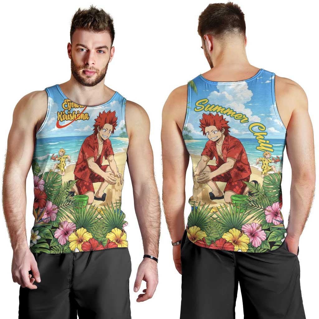 Eijirou Kirishima Summer Chill Men Tank Top Tropical Anime Beach Fun