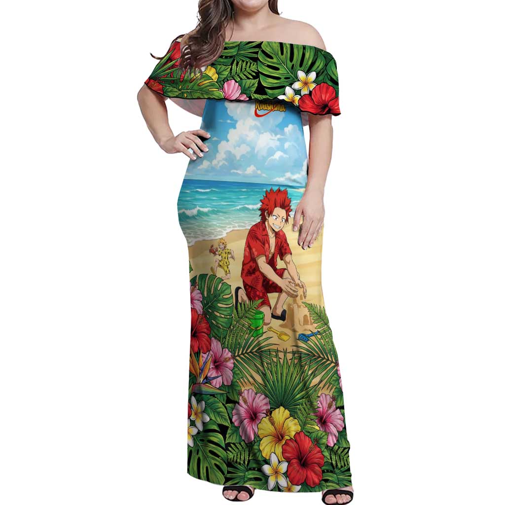 Eijirou Kirishima Summer Chill Off Shoulder Maxi Dress Tropical Anime Beach Fun