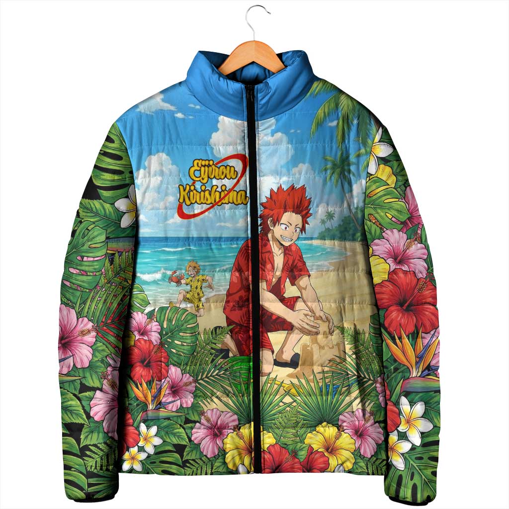 Eijirou Kirishima Summer Chill Padded Jacket Tropical Anime Beach Fun