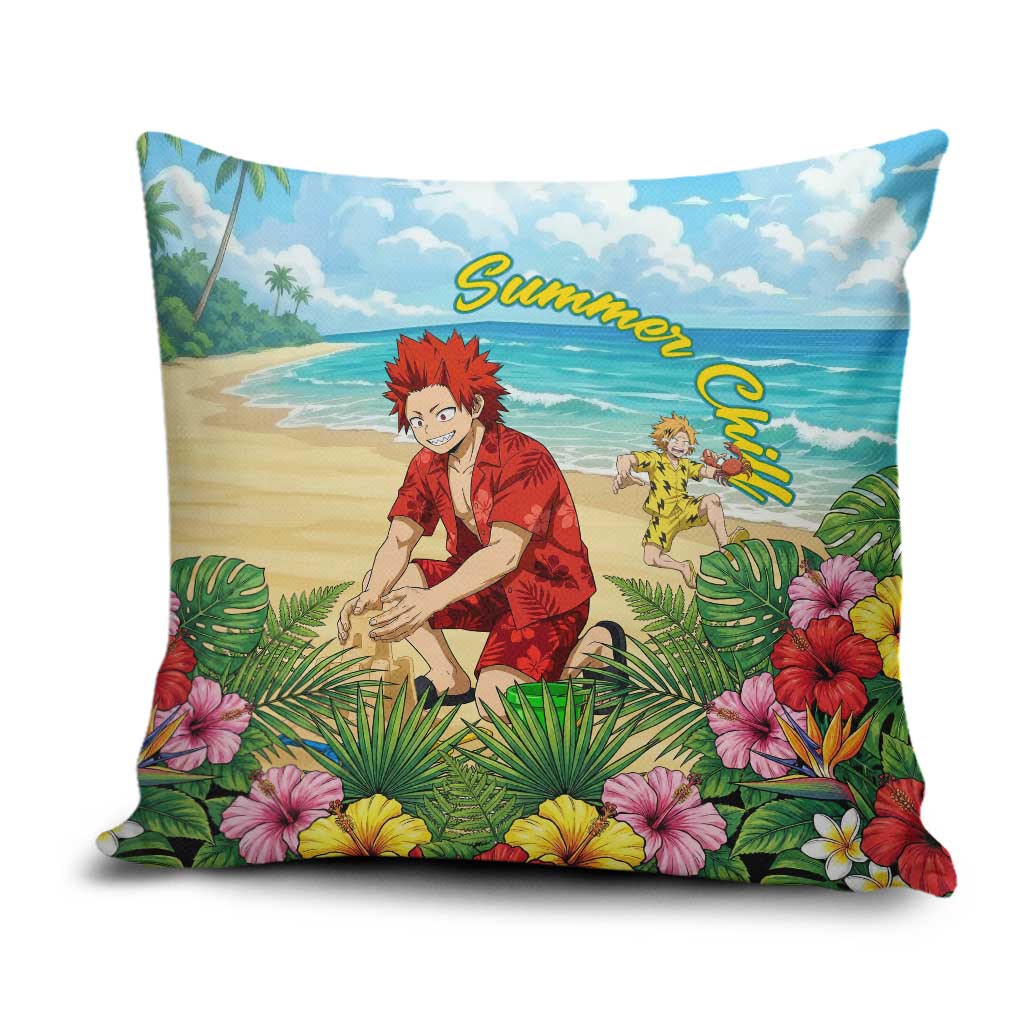 Eijirou Kirishima Summer Chill Pillow Cover Tropical Anime Beach Fun