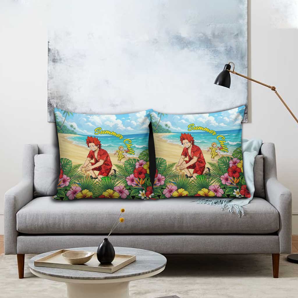 Eijirou Kirishima Summer Chill Pillow Cover Tropical Anime Beach Fun