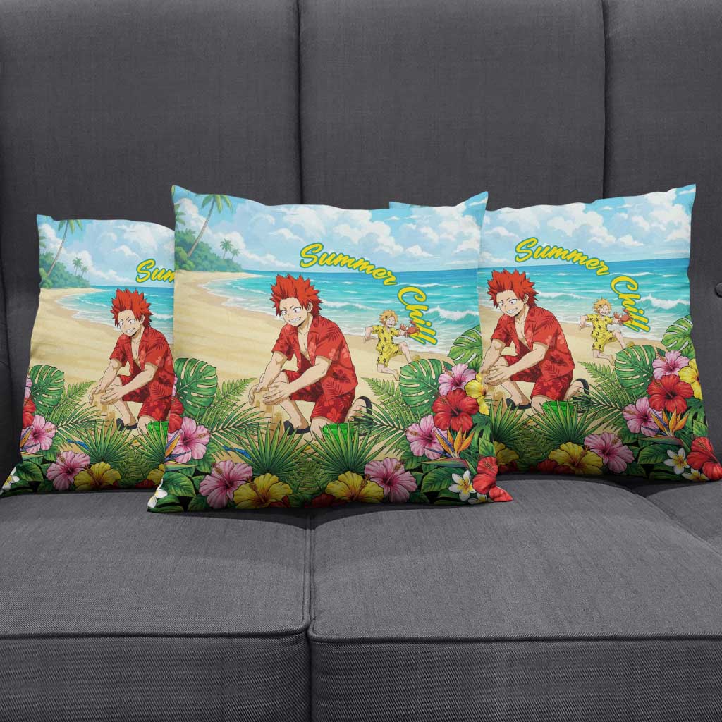 Eijirou Kirishima Summer Chill Pillow Cover Tropical Anime Beach Fun