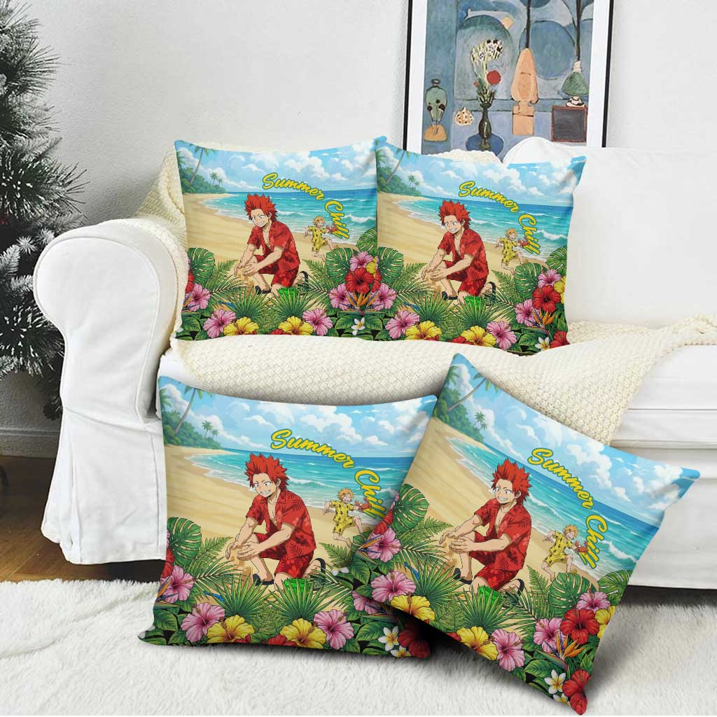 Eijirou Kirishima Summer Chill Pillow Cover Tropical Anime Beach Fun
