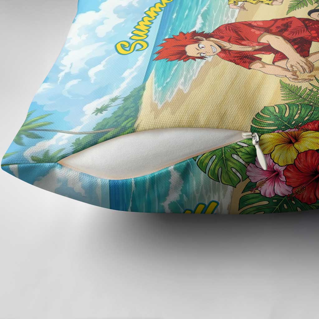 Eijirou Kirishima Summer Chill Pillow Cover Tropical Anime Beach Fun