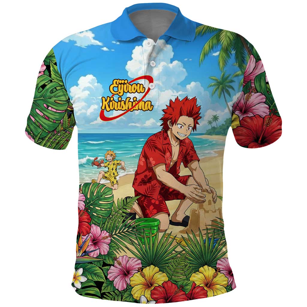 Eijirou Kirishima Summer Chill Polo Shirt Tropical Anime Beach Fun