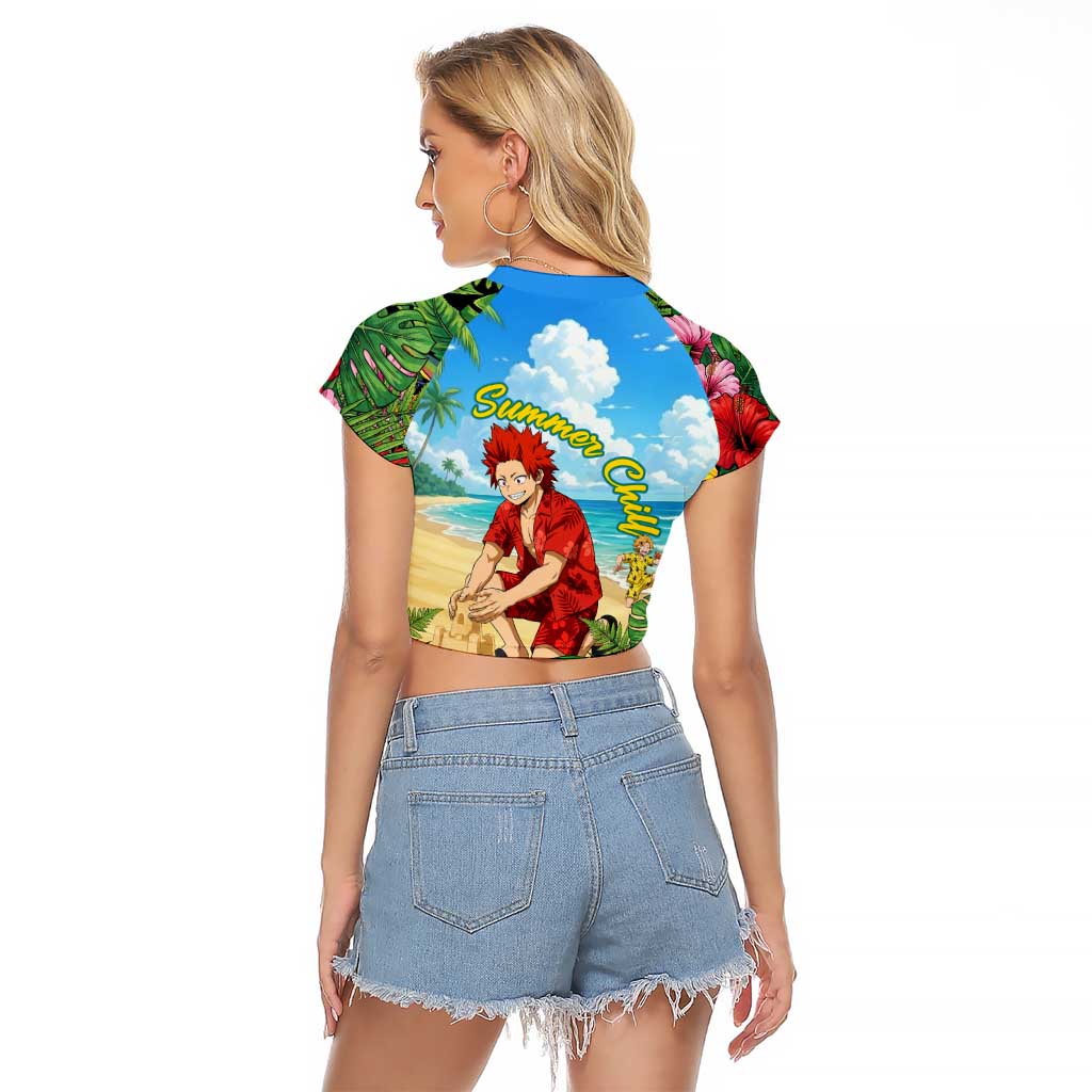 Eijirou Kirishima Summer Chill Raglan Cropped T Shirt Tropical Anime Beach Fun