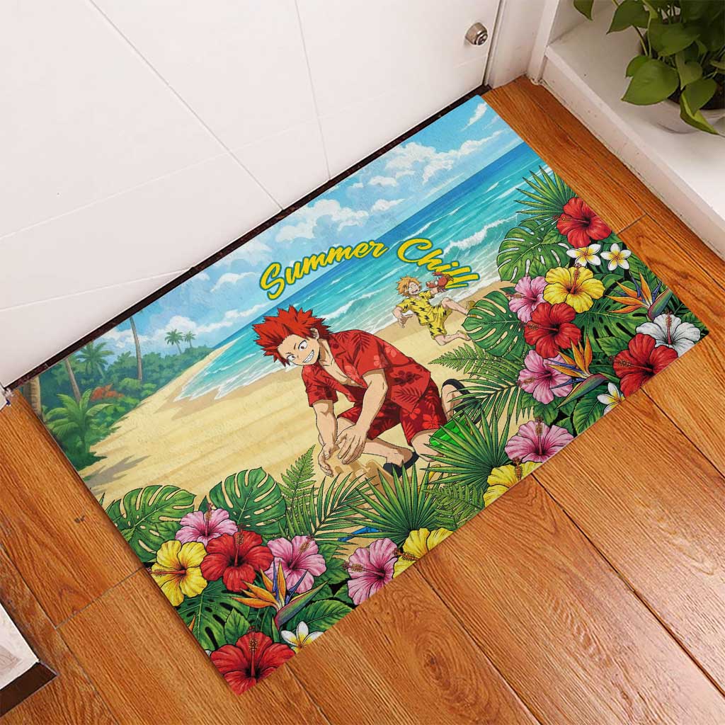 Eijirou Kirishima Summer Chill Rubber Doormat Tropical Anime Beach Fun
