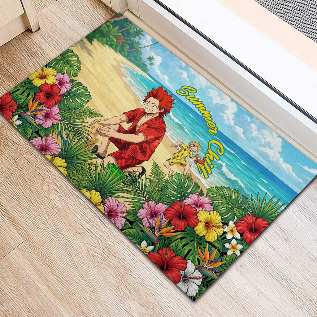 Eijirou Kirishima Summer Chill Rubber Doormat Tropical Anime Beach Fun
