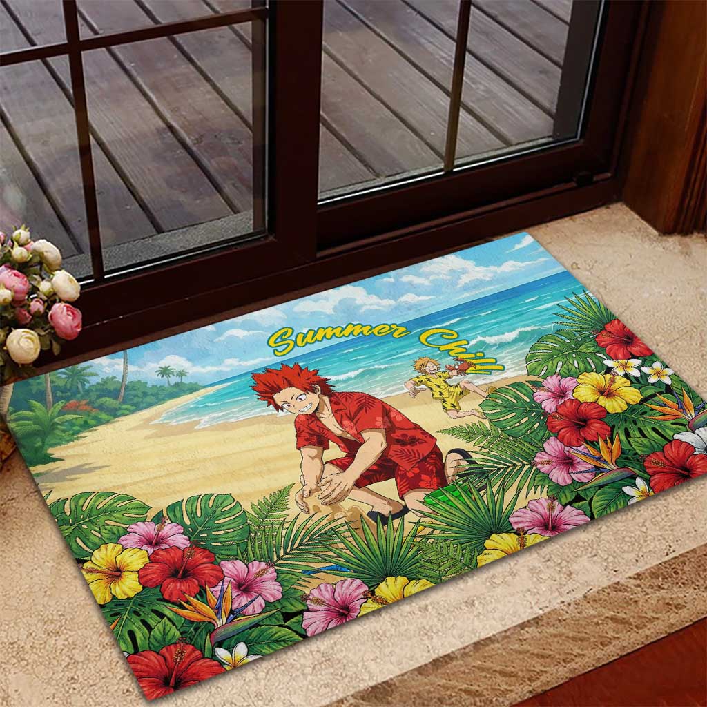 Eijirou Kirishima Summer Chill Rubber Doormat Tropical Anime Beach Fun
