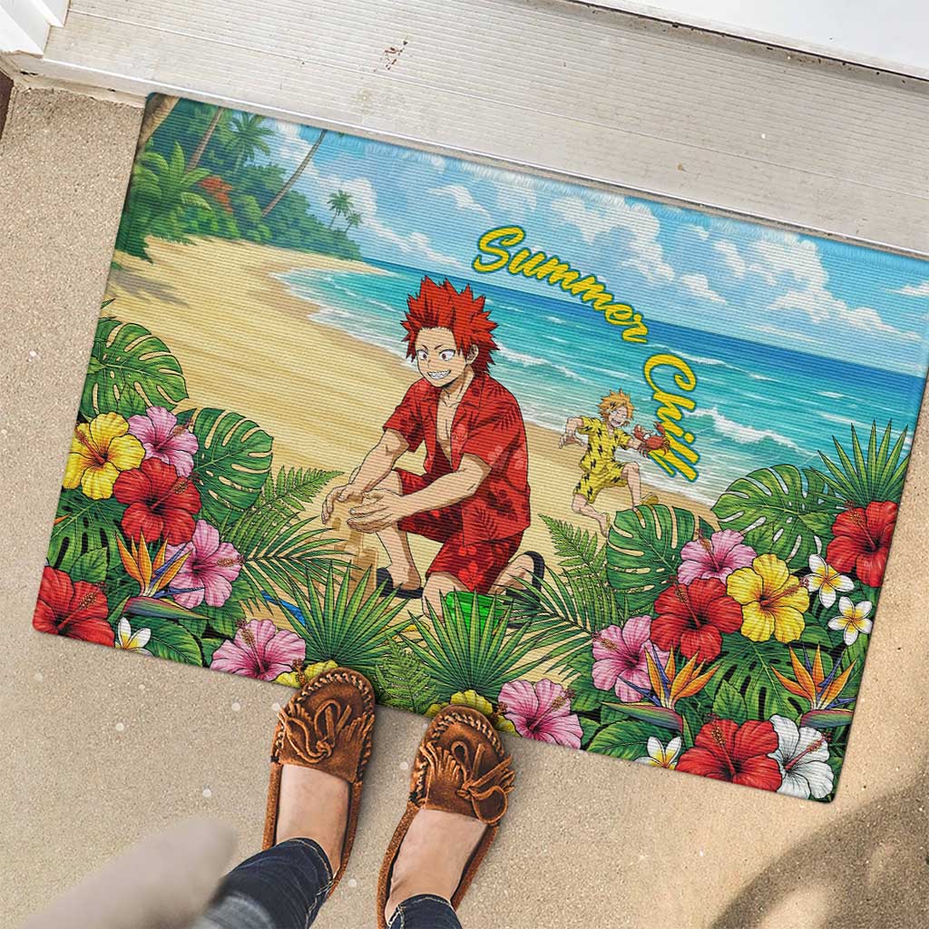 Eijirou Kirishima Summer Chill Rubber Doormat Tropical Anime Beach Fun