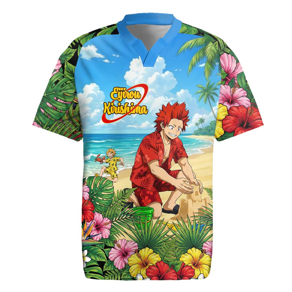 Eijirou Kirishima Summer Chill Rugby Jersey Tropical Anime Beach Fun