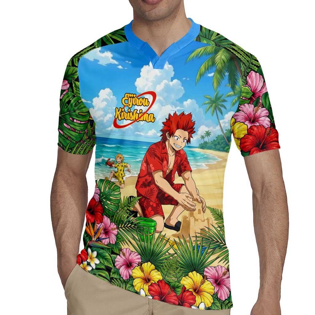 Eijirou Kirishima Summer Chill Rugby Jersey Tropical Anime Beach Fun