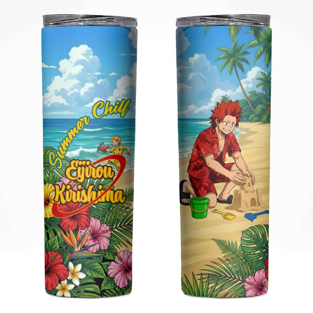 Eijirou Kirishima Summer Chill Skinny Tumbler Tropical Anime Beach Fun