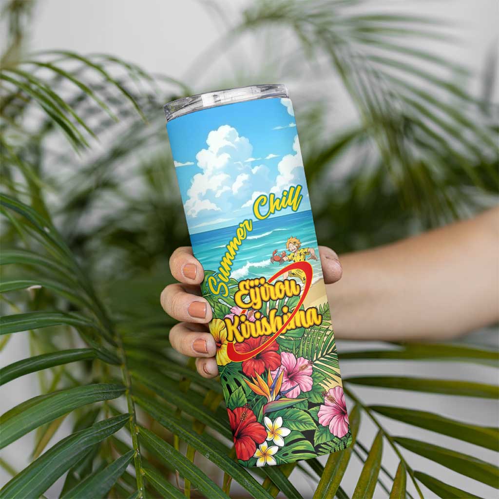 Eijirou Kirishima Summer Chill Skinny Tumbler Tropical Anime Beach Fun
