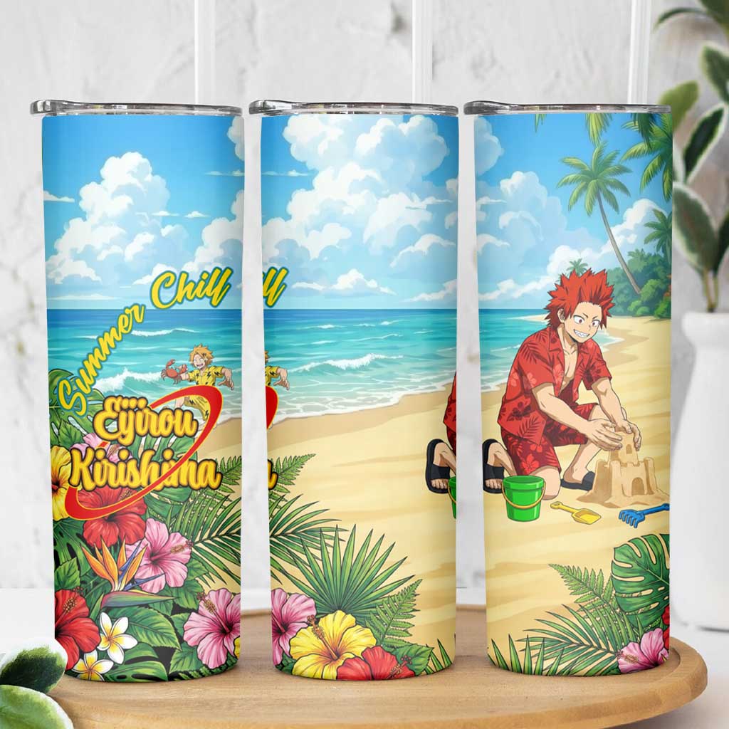 Eijirou Kirishima Summer Chill Skinny Tumbler Tropical Anime Beach Fun