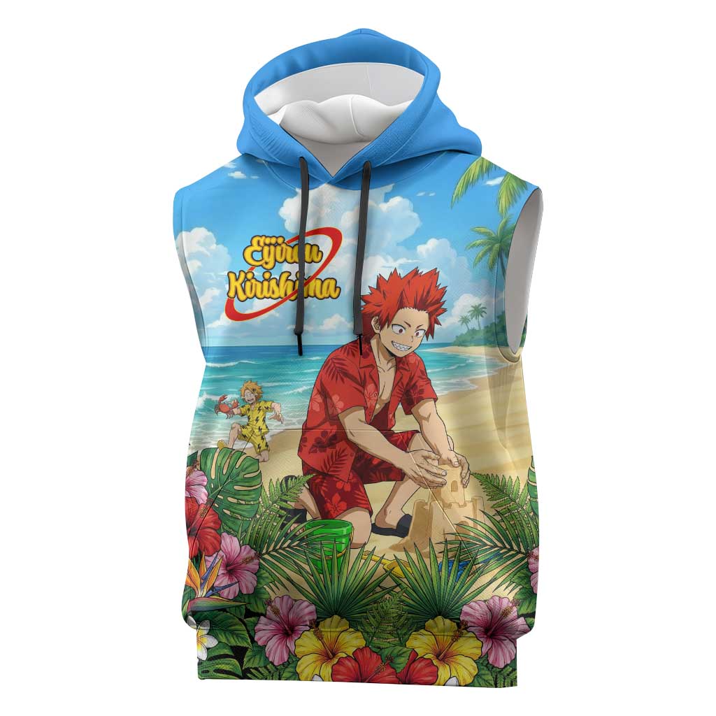 Eijirou Kirishima Summer Chill Sleeveless Hoodie Tropical Anime Beach Fun