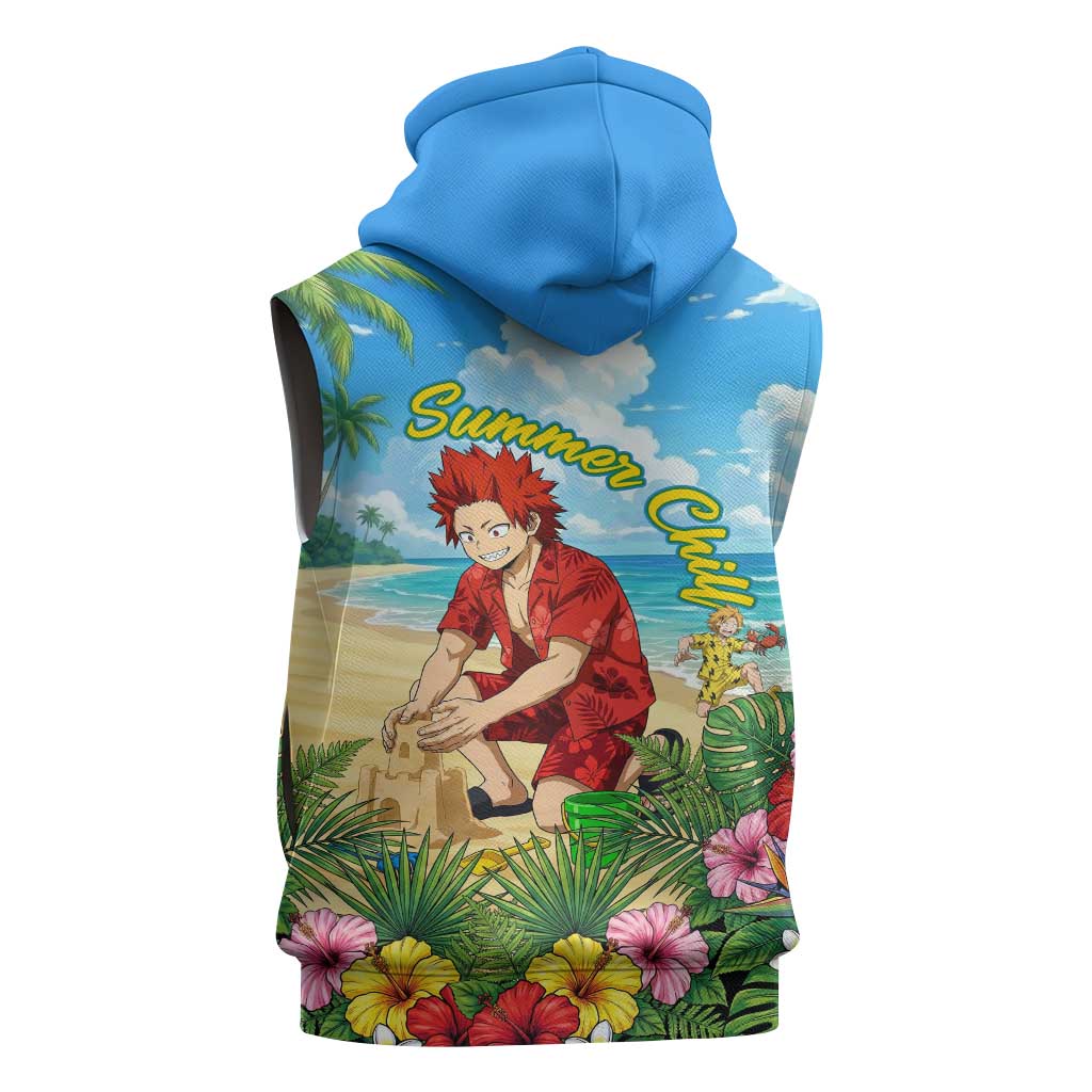 Eijirou Kirishima Summer Chill Sleeveless Hoodie Tropical Anime Beach Fun