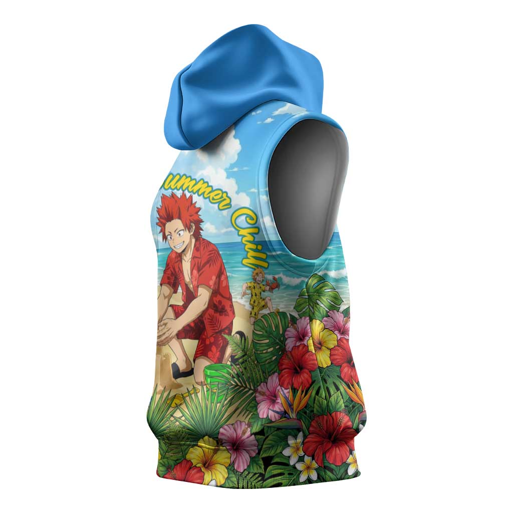 Eijirou Kirishima Summer Chill Sleeveless Hoodie Tropical Anime Beach Fun