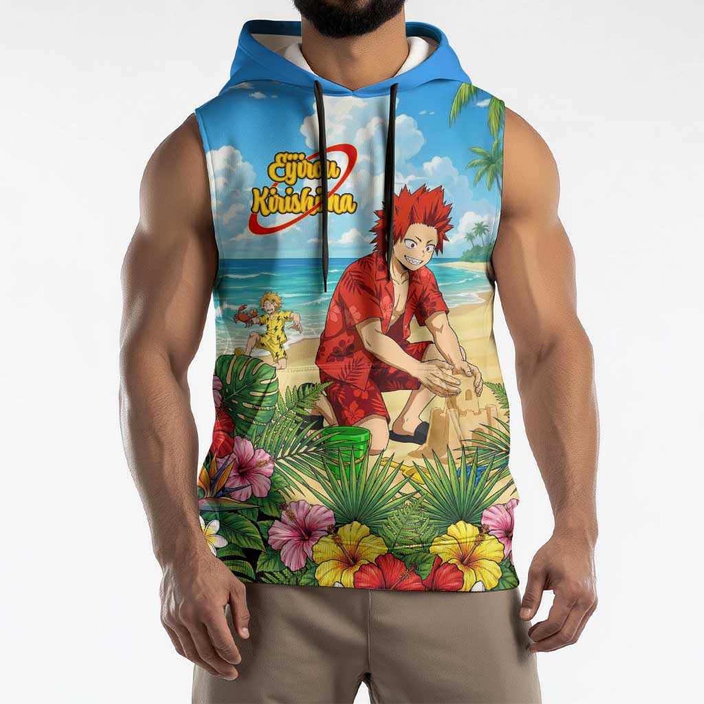 Eijirou Kirishima Summer Chill Sleeveless Hoodie Tropical Anime Beach Fun