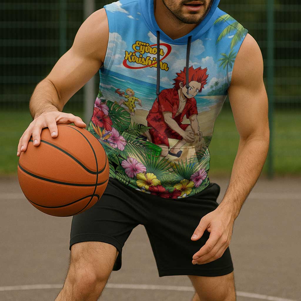 Eijirou Kirishima Summer Chill Sleeveless Hoodie Tropical Anime Beach Fun