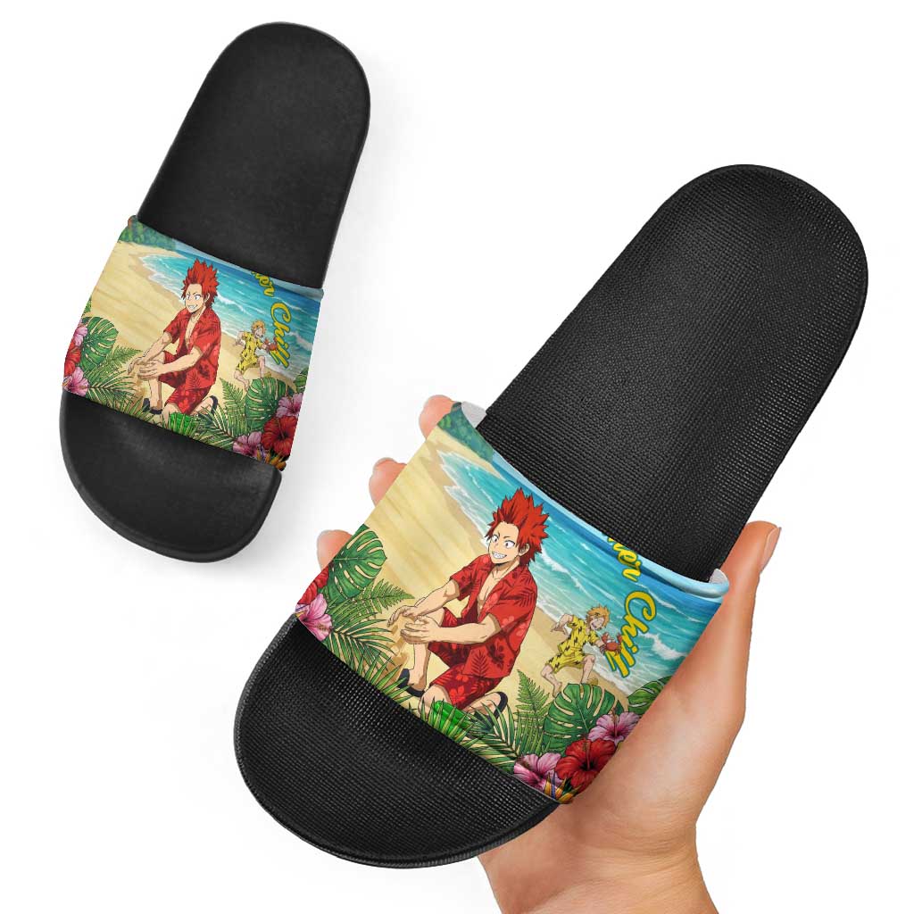 Eijirou Kirishima Summer Chill Slide Sandals Tropical Anime Beach Fun