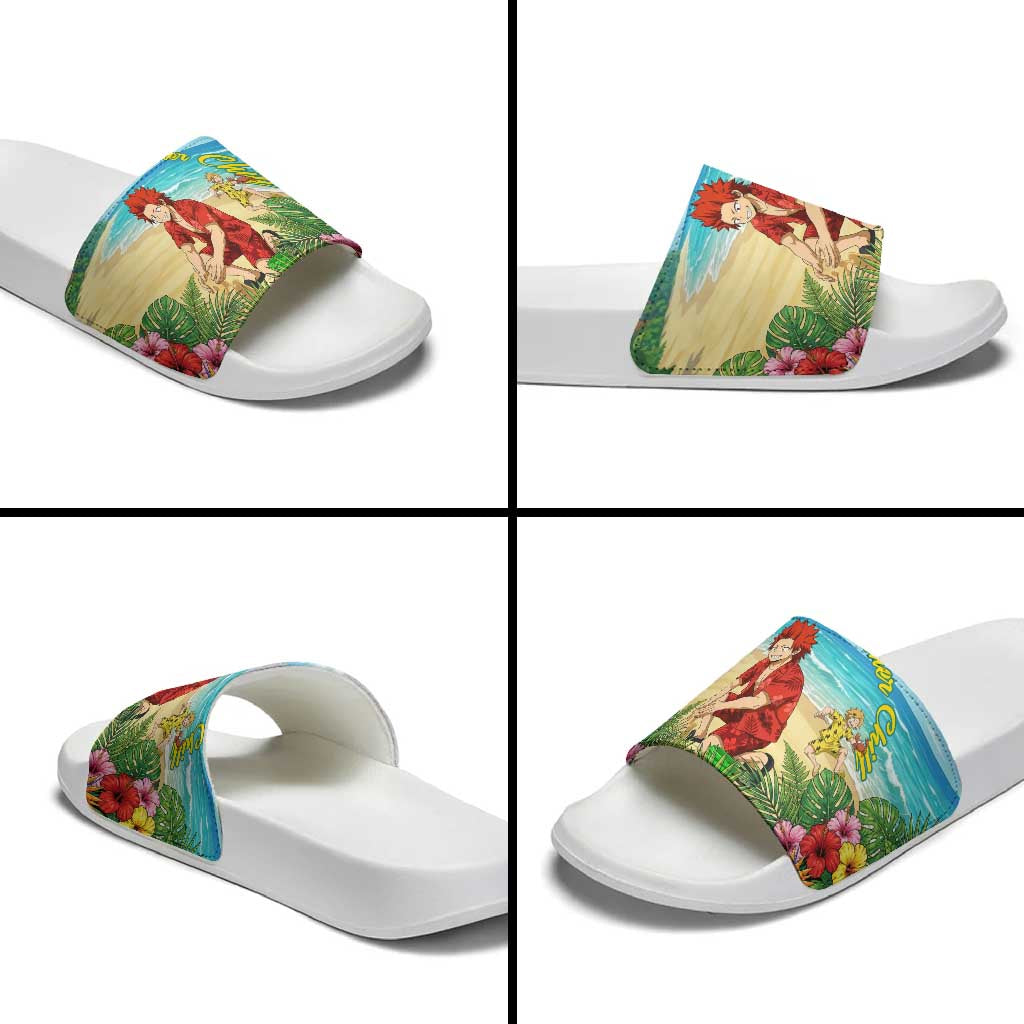 Eijirou Kirishima Summer Chill Slide Sandals Tropical Anime Beach Fun