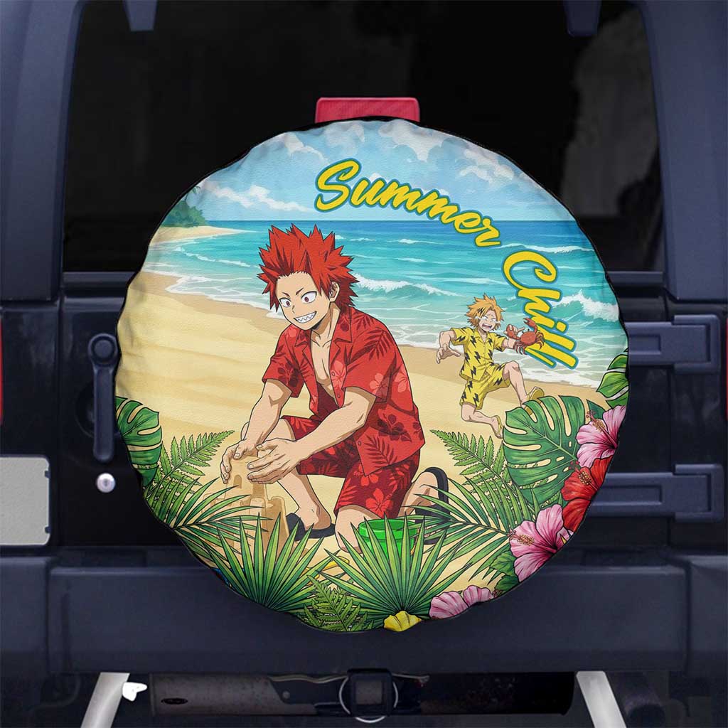 Eijirou Kirishima Summer Chill Spare Tire Cover Tropical Anime Beach Fun