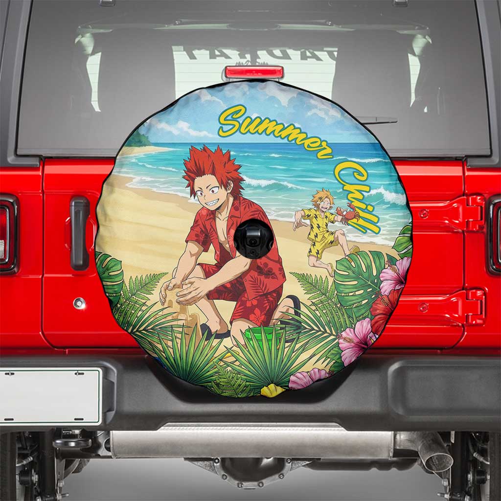 Eijirou Kirishima Summer Chill Spare Tire Cover Tropical Anime Beach Fun