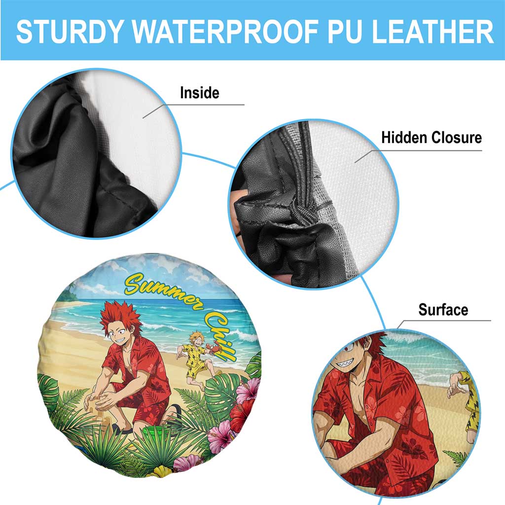 Eijirou Kirishima Summer Chill Spare Tire Cover Tropical Anime Beach Fun