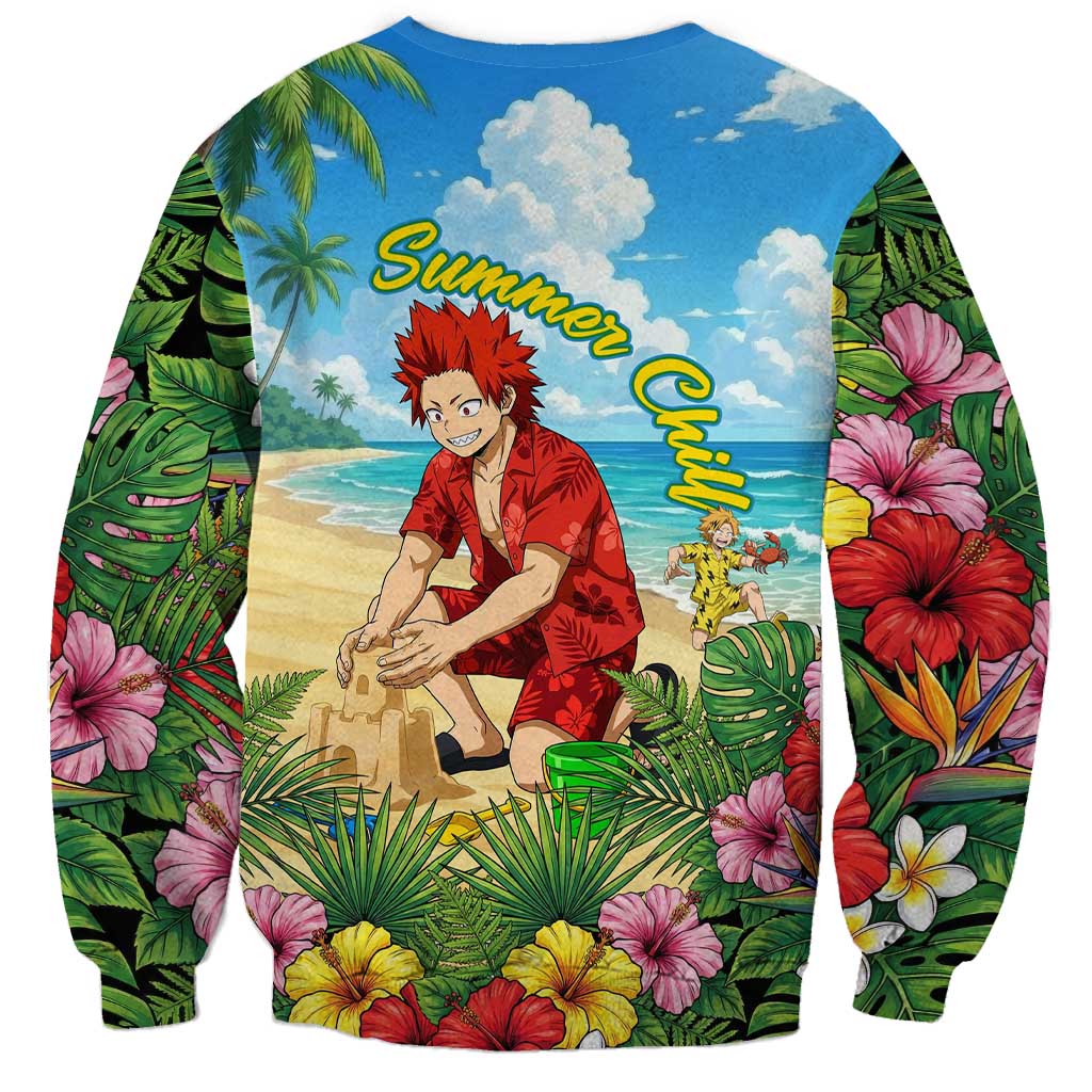 Eijirou Kirishima Summer Chill Sweatshirt Tropical Anime Beach Fun