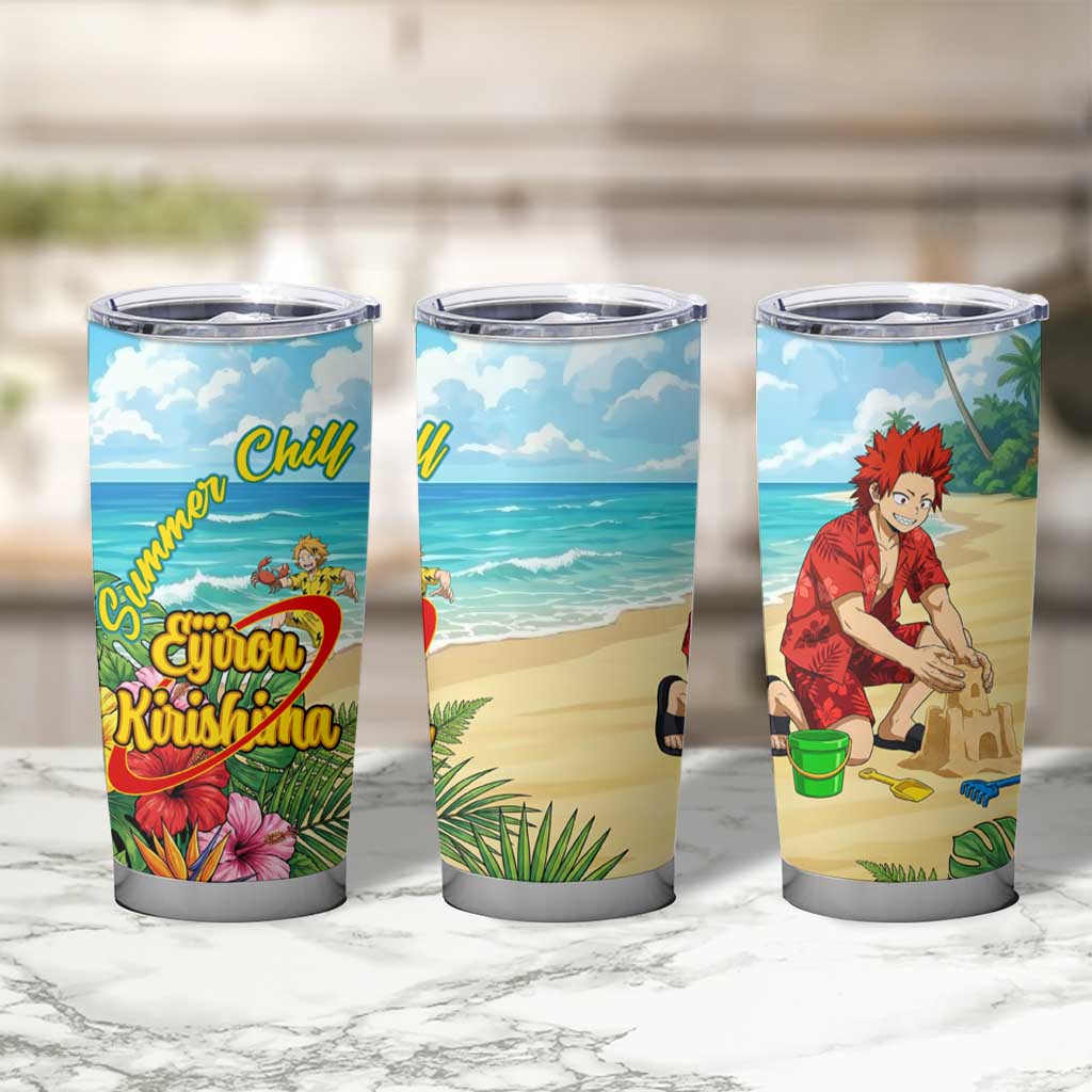 Eijirou Kirishima Summer Chill Tumbler Cup Tropical Anime Beach Fun
