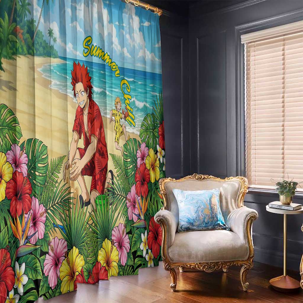 Eijirou Kirishima Summer Chill Window Curtain Tropical Anime Beach Fun