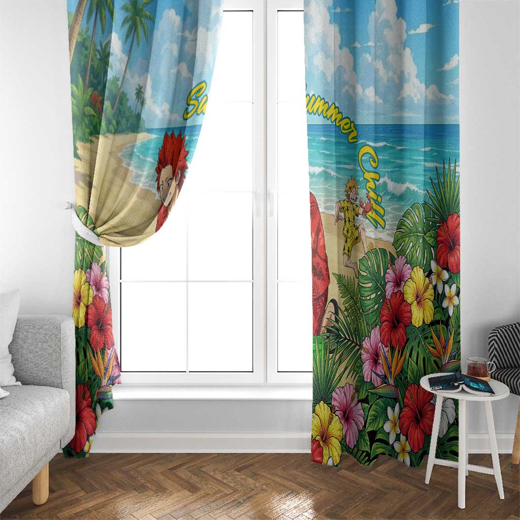 Eijirou Kirishima Summer Chill Window Curtain Tropical Anime Beach Fun