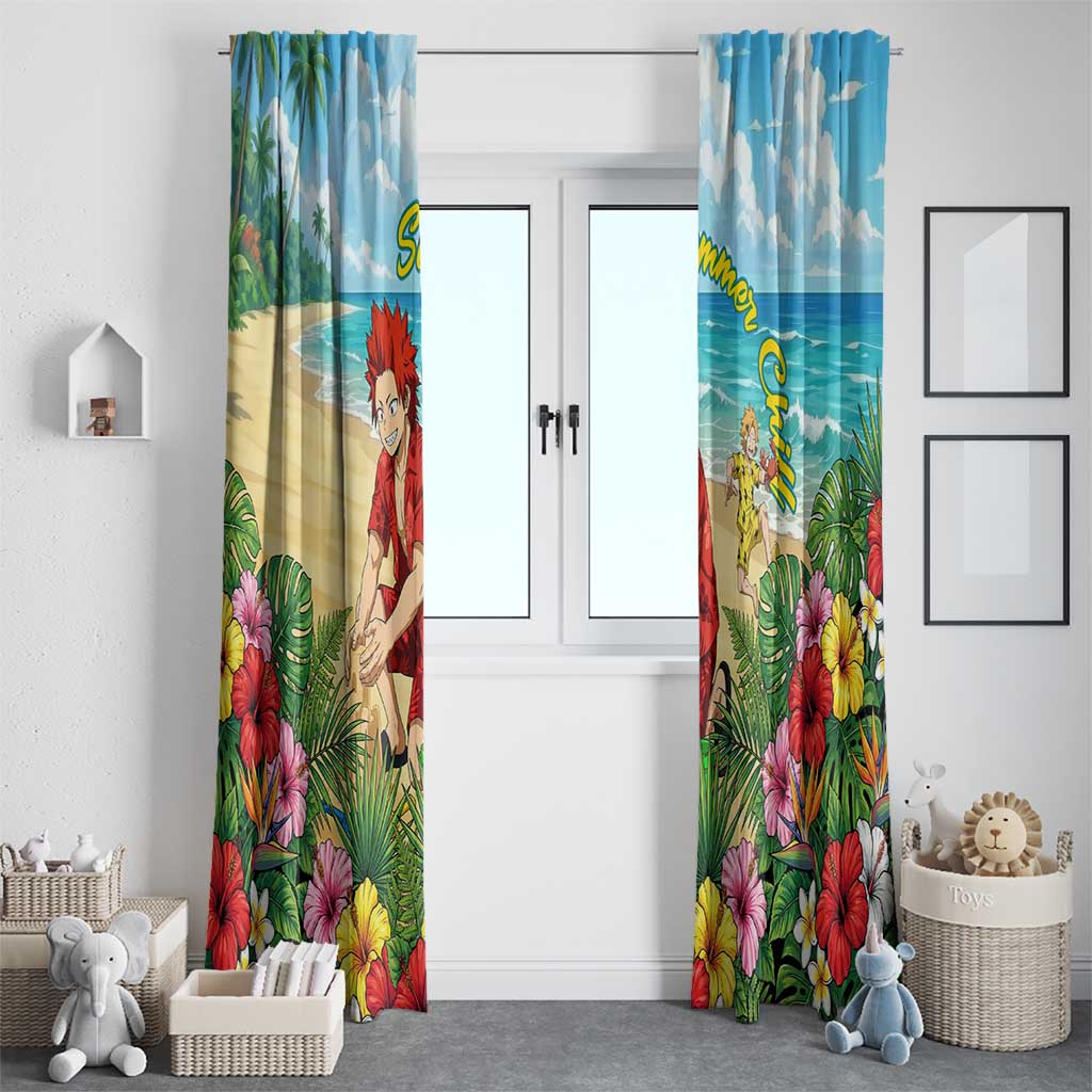 Eijirou Kirishima Summer Chill Window Curtain Tropical Anime Beach Fun