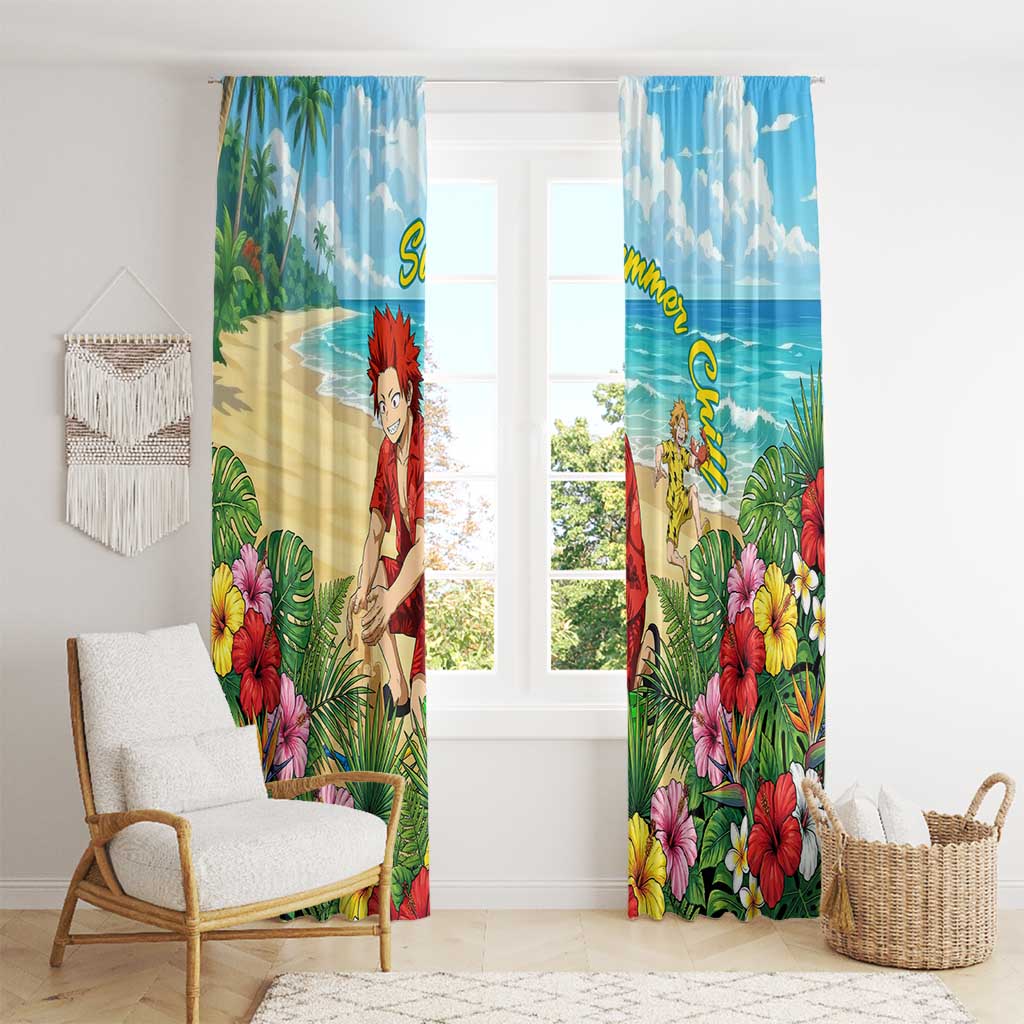 Eijirou Kirishima Summer Chill Window Curtain Tropical Anime Beach Fun