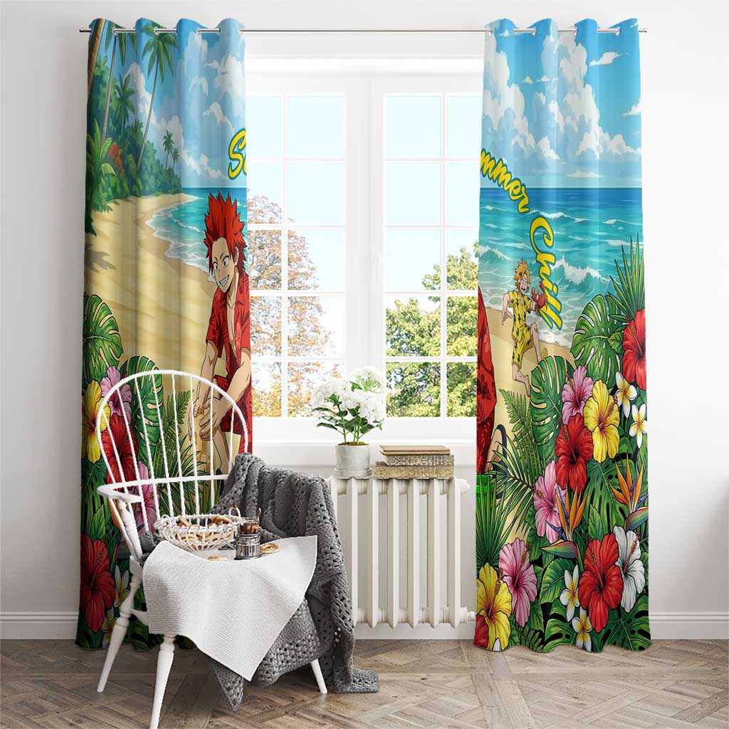 Eijirou Kirishima Summer Chill Window Curtain Tropical Anime Beach Fun