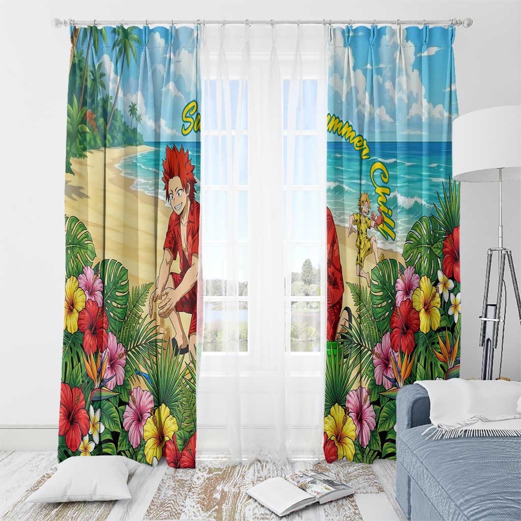 Eijirou Kirishima Summer Chill Window Curtain Tropical Anime Beach Fun
