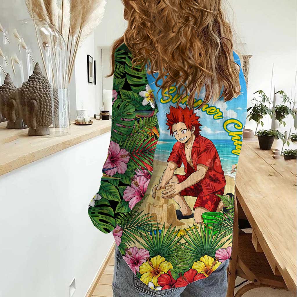 Eijirou Kirishima Summer Chill Women Casual Shirt Tropical Anime Beach Fun