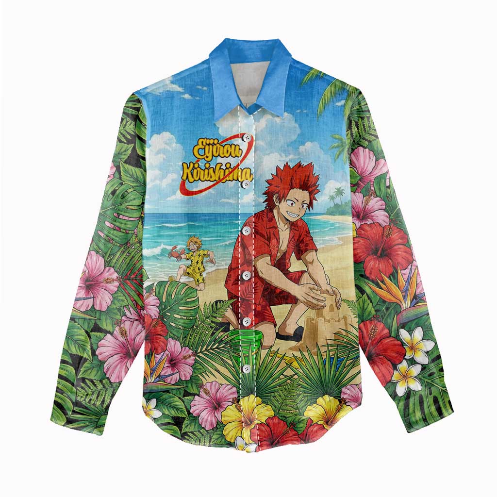 Eijirou Kirishima Summer Chill Women Casual Shirt Tropical Anime Beach Fun