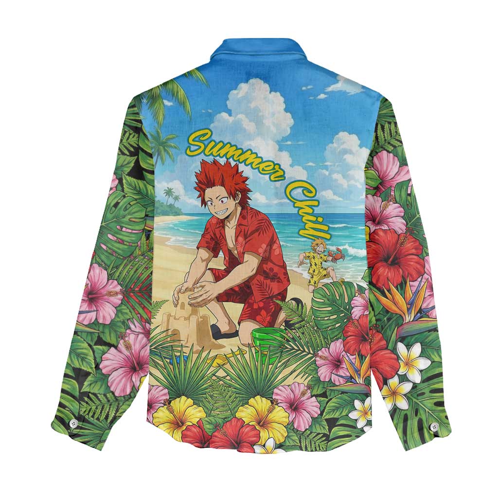 Eijirou Kirishima Summer Chill Women Casual Shirt Tropical Anime Beach Fun