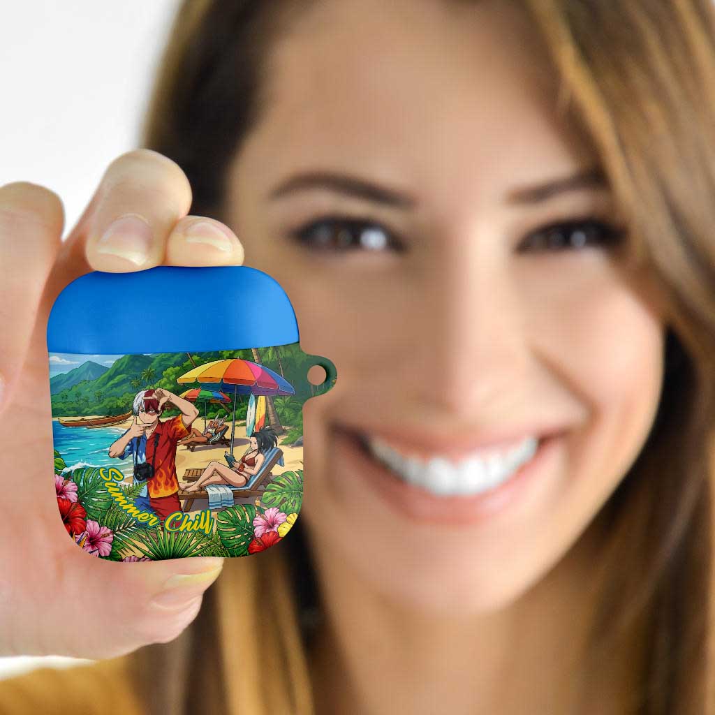 Shoto Todoroki Summer Chill AirPods Case Tropical Anime Leisure Scene