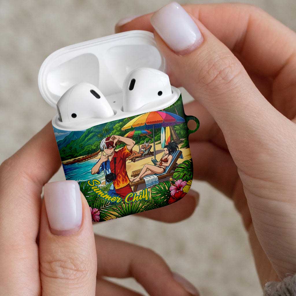 Shoto Todoroki Summer Chill AirPods Case Tropical Anime Leisure Scene