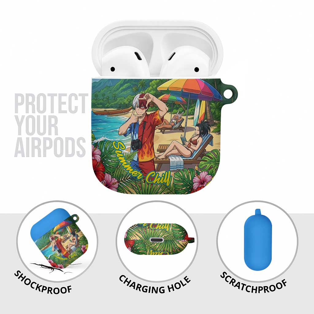 Shoto Todoroki Summer Chill AirPods Case Tropical Anime Leisure Scene