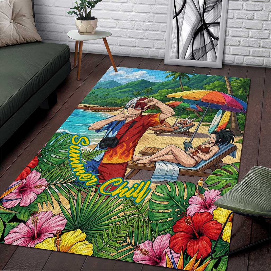 Shoto Todoroki Summer Chill Area Rug Tropical Anime Leisure Scene