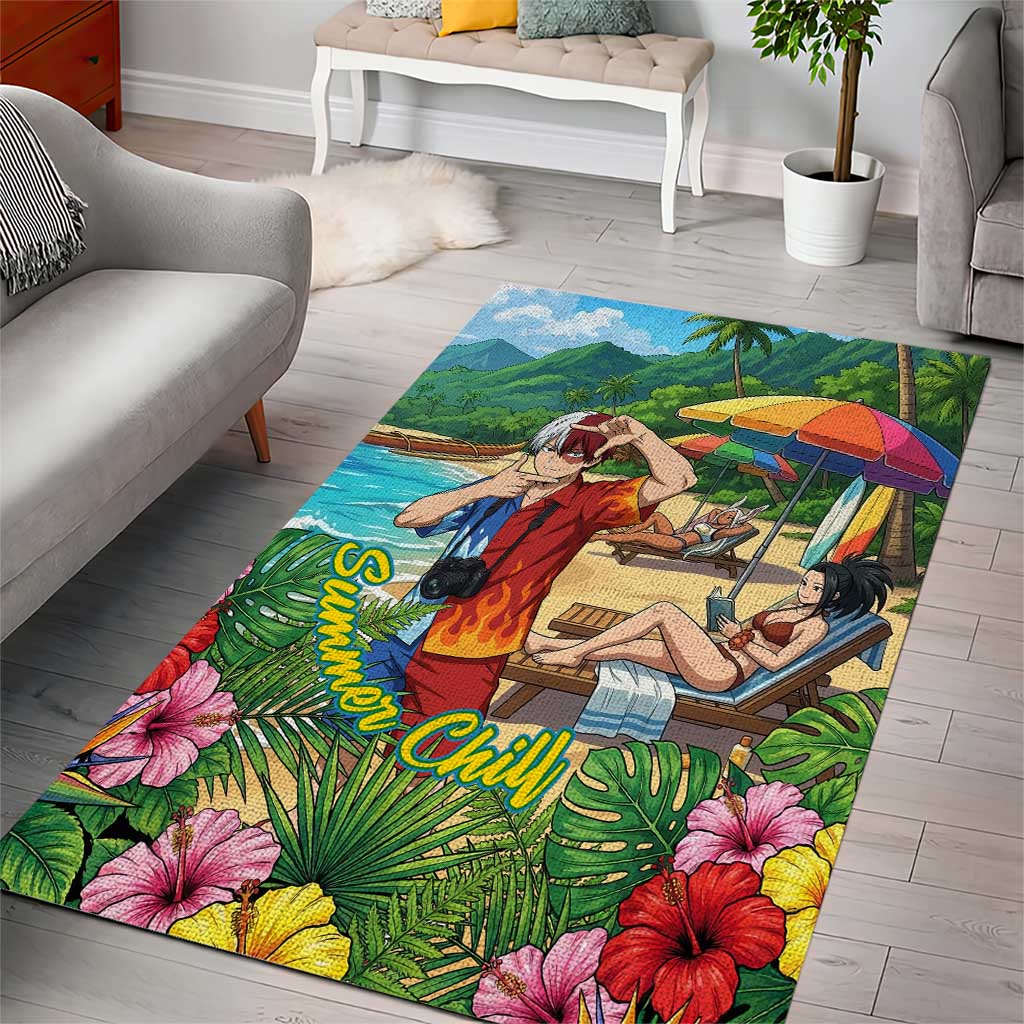 Shoto Todoroki Summer Chill Area Rug Tropical Anime Leisure Scene