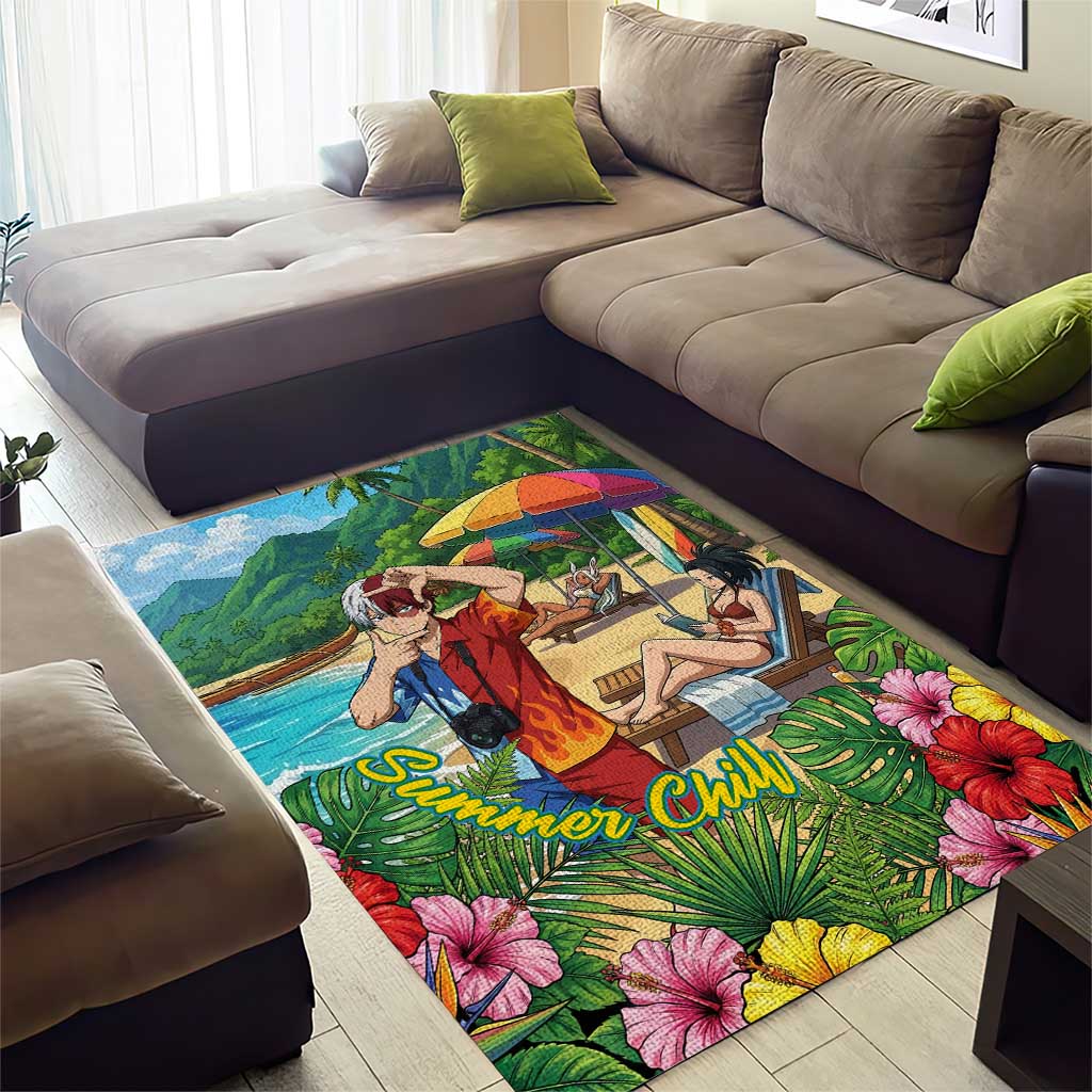 Shoto Todoroki Summer Chill Area Rug Tropical Anime Leisure Scene