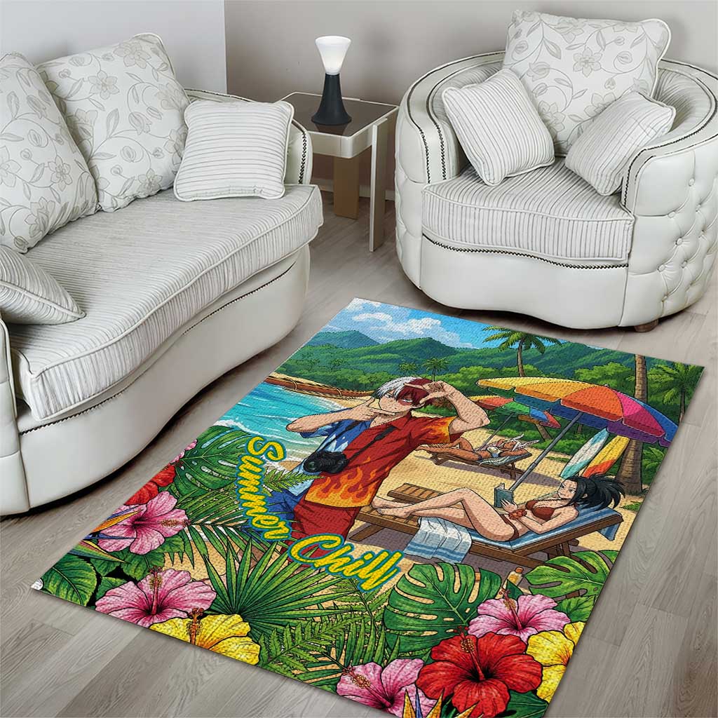 Shoto Todoroki Summer Chill Area Rug Tropical Anime Leisure Scene